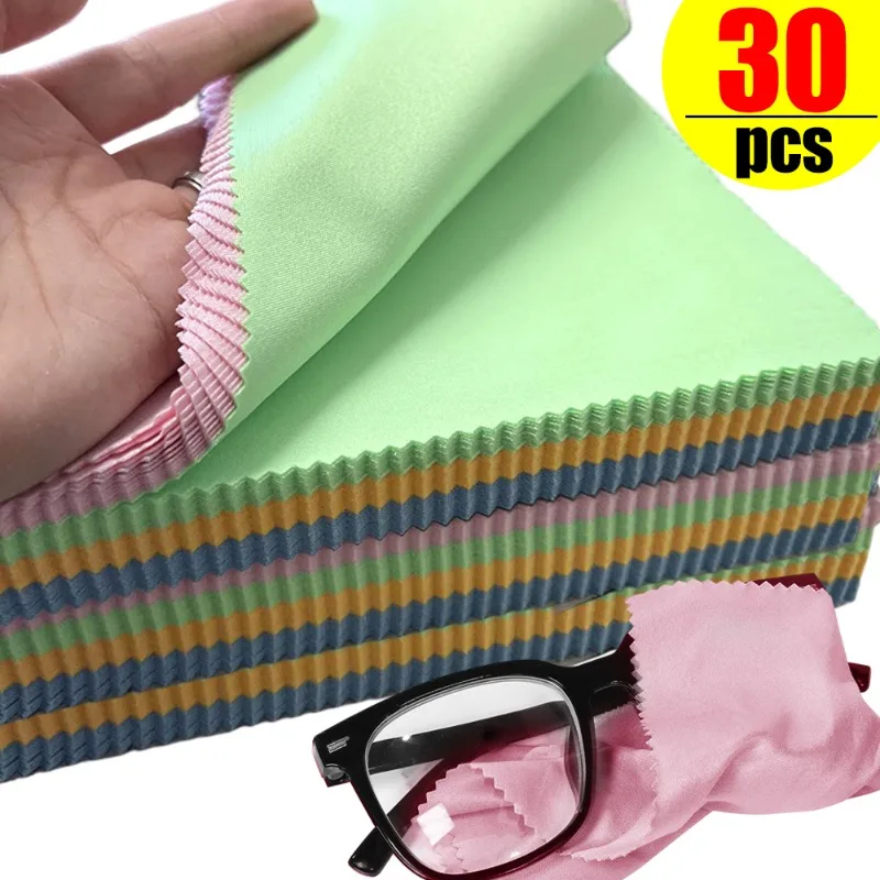 1/30Pcs High-quality Microfiber Glasses Cleaning Cloth Lens Glasses Mobile Phone Screen Cleaning Wipes Eyewear Accessories