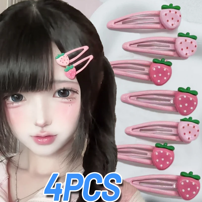 

Милая заколка для волос в виде клубники для девочек, очаровательная розовая заколка-клубничка, милый зажим-клипса для челки, аксессуары для волос в корейском стиле Y2K