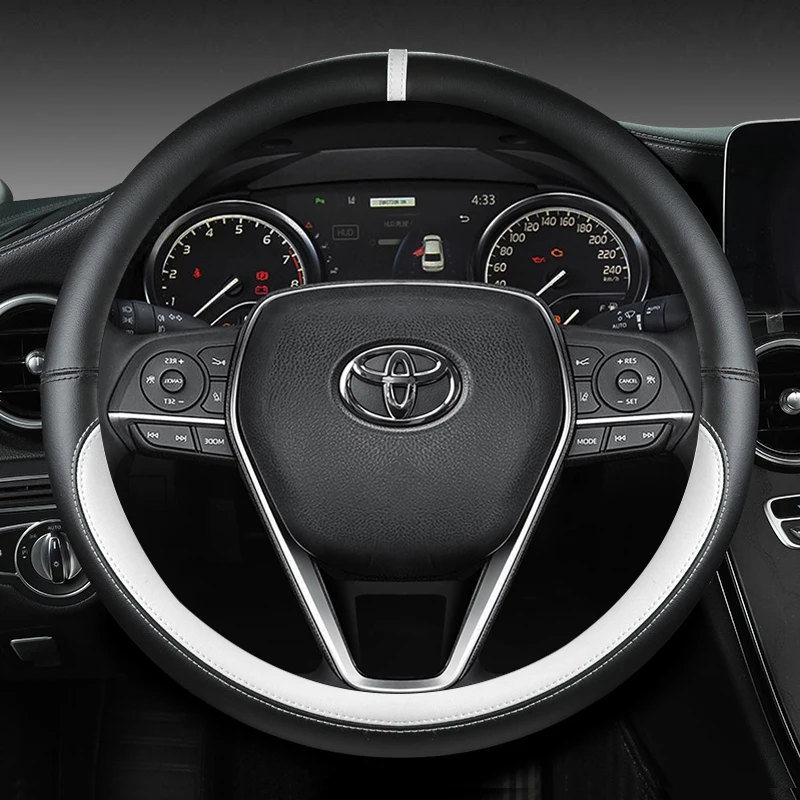 

Car Steering Wheel Cover 38cm Leather For Toyota Corolla Avensis Yaris Rav4 Hilux Auris 2015 Camry CH-R 2021 Auto Accessories