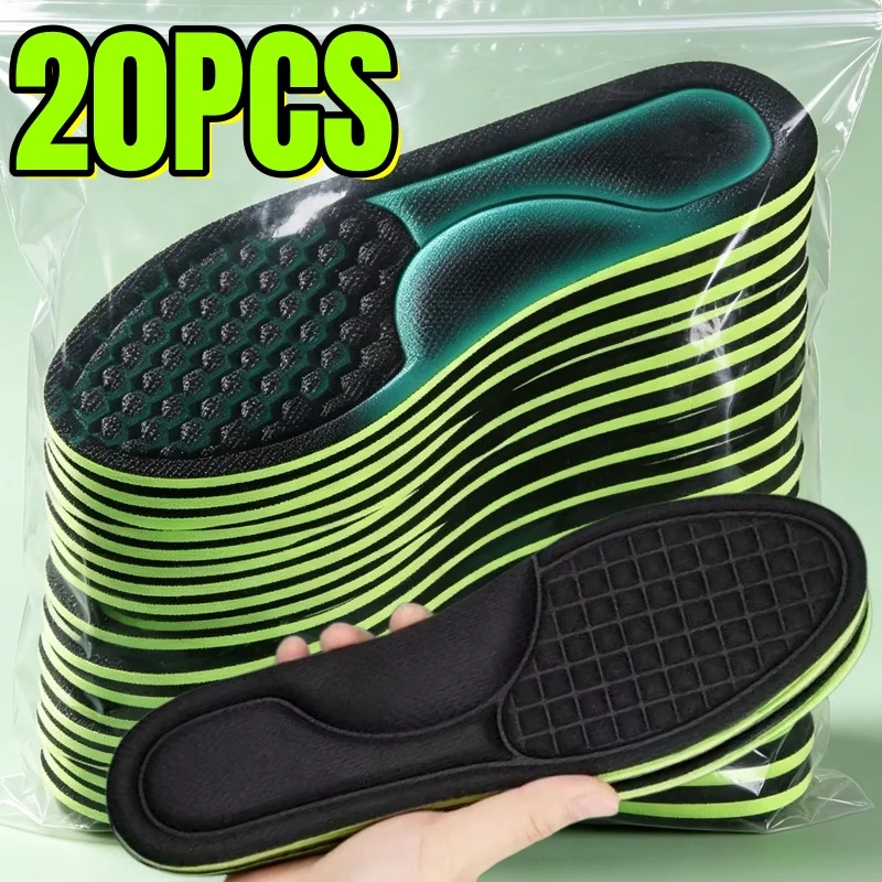 20pcs Soft Memory Foam Orthopedic Insoles Deodorizing Insole for Shoes Sports Absorbs Sweat Antibacterial Shoe Accessories