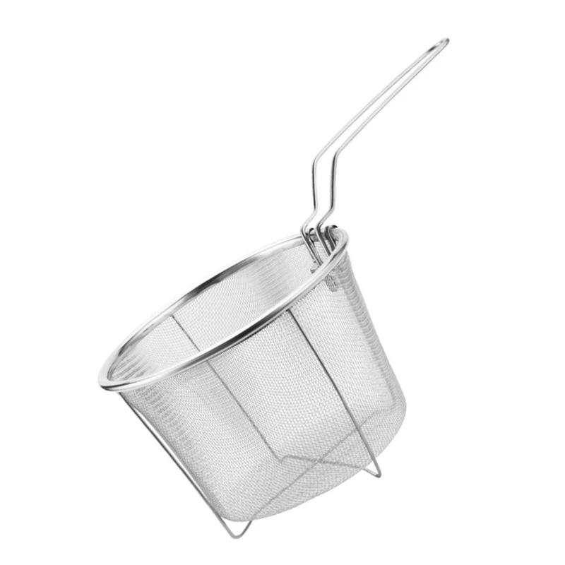 Deep Round Fryer Wire Mesh French Chip Frying Basket 201 Stainless Steel French Fry Serving Strainer Basket with TOP quality