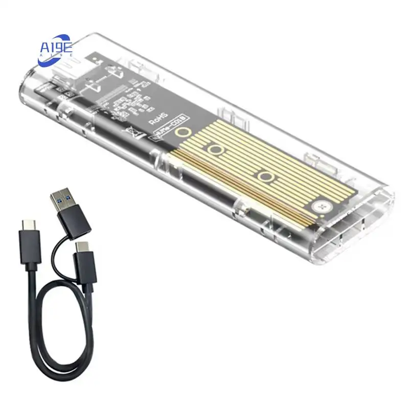 

A19E-M.2 Nvme SSD Enclosure USB 3.2 Gen 2 10 Gbps Transparent External Drive Case For PC Laptop