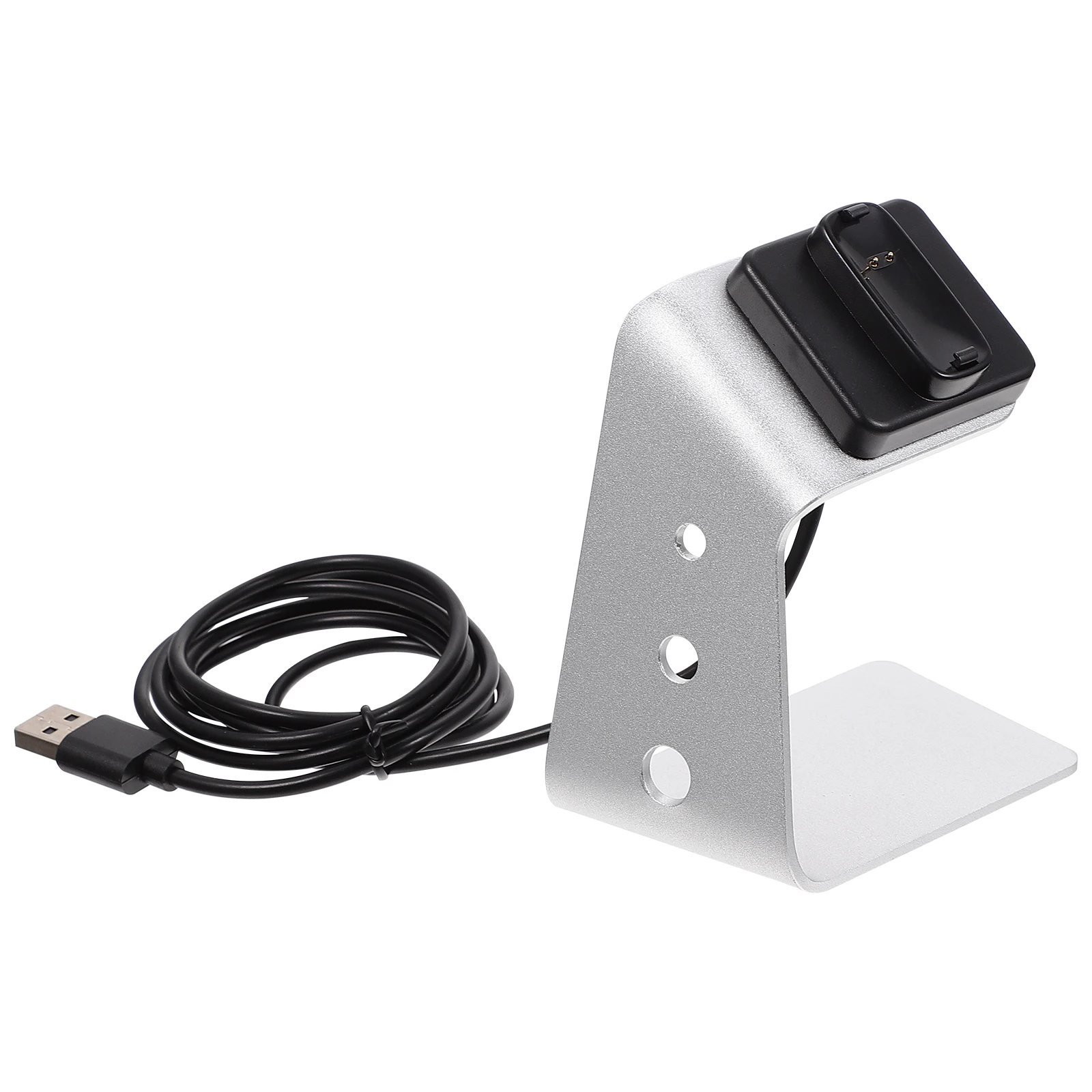 

Aluminum Alloy Charging Dock Smart Watch Seat Silver USB Cable Clip Stand Built- Protection Safe Faster Stable