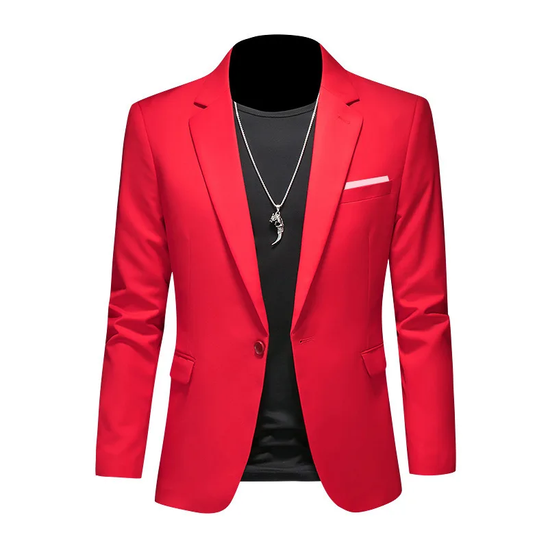 Suit Large Size Solid Color One-button Men's Dress Korean Version Slim-fitting Small Suit Single-piece Suit Jacket