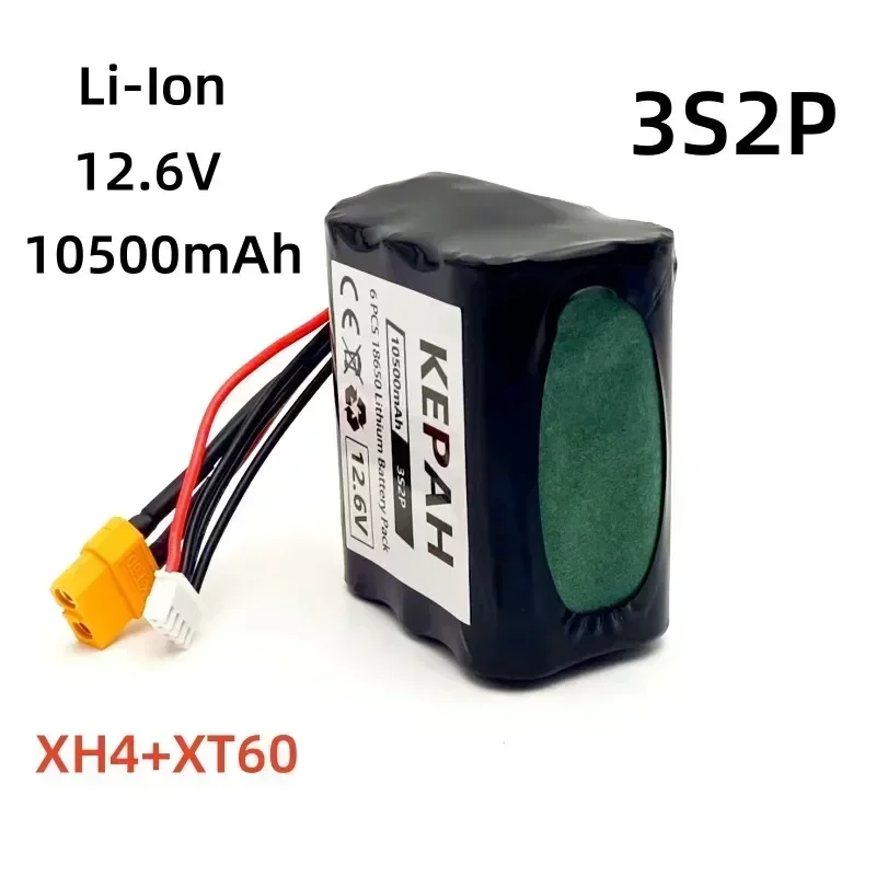 New 12V Battery 12.6V 10500Ah 3S2P Li-ion Use Single Cell NCR18650 Combination Suitable for Parrot Disco and Various Drones