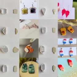 Mini Ice Cream Cupcake Coffee Tea Shaped Clay Cutter Bread Beer Cup Molds for Earring Jewelry Decoration Making Tool Set