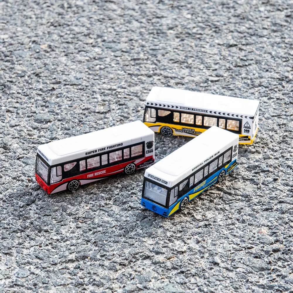 Ônibus modelo de liga modelo em escala 1/100, exibição de material de modelo de mesa de areia, acessórios de cena diy feitos à mão, paisagem ferroviária