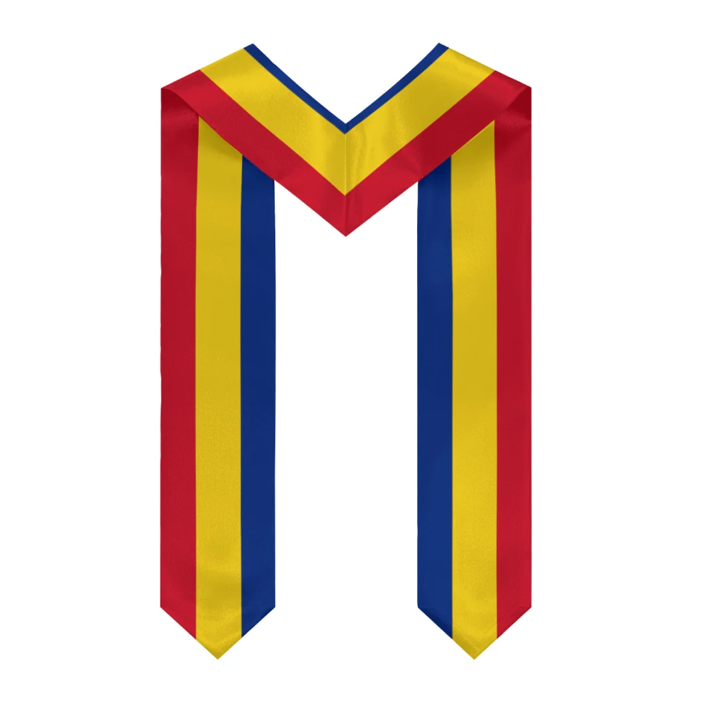 More design Graduation shawl Romania Flag & United States Flag Stole Sash Honor Study Aboard International Students