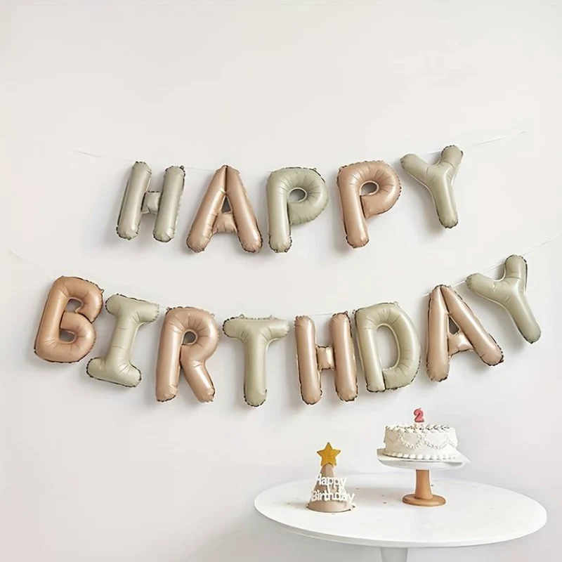 Happy Birthday Letters Balloons 16inch Cream Beige Boho Brown Birthday Letter Balloons for Birthday Anniversary Party Decoration