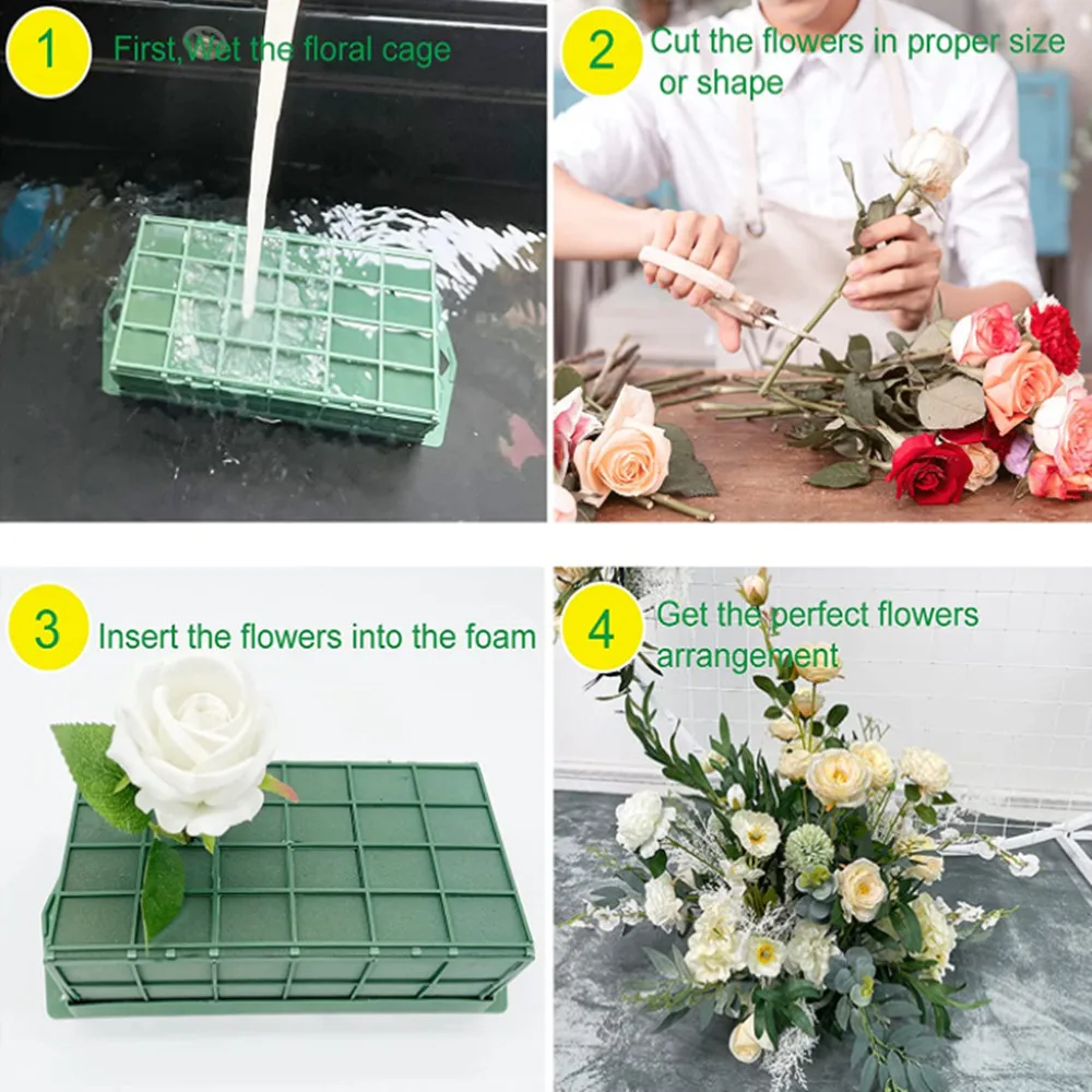 Flower Arrangement with Holder Floral Foam Cage For Weddings, Birthdays, Dance Parties, Church Floral Decorations