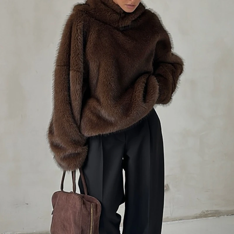 

Women's Clothing 2025 Winter New High-end Imitation Mink Fleece Sweater Lazy Wind Knitted Sweater