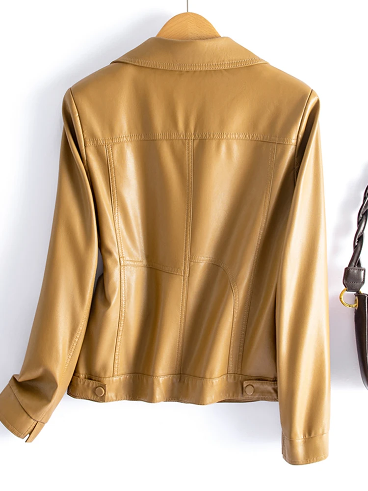   Ning 本物の牛革レザー ジャケット レディース スリムフィット オルト スレ 多用途 ファッション 春秋新作