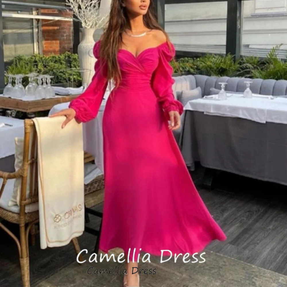 

Camellia Elegant Evening Dresses A Line Off The Shoulder Gowns Sweetheart Neck New Arrival Prom Dress فساتين سهرة