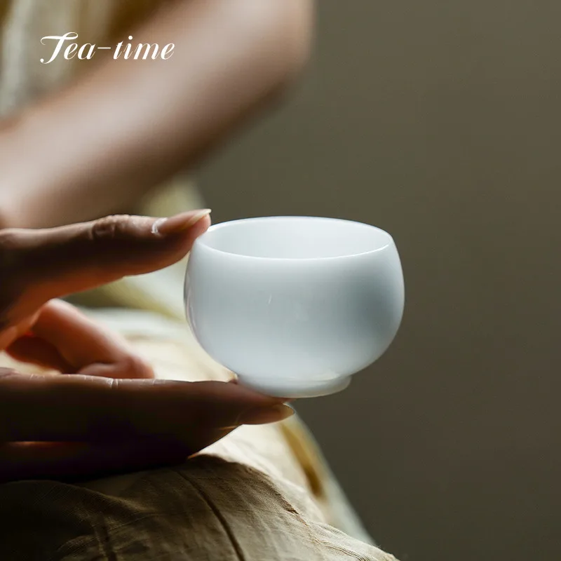 

Белый ледяной жир Нефритовая фарфоровая чайная чашка Керамическая чайная чашка Эстетическая чаша Чашки Puera Чайные принадлежности Gongfu Чайные чашки Необычная красивая пара