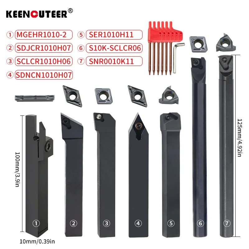 10/12/16MM Turning Tool Sets MGEHR SDJCR SDNCN SCLCR SER SNR Lathe Boring Bar With 7PCS Carbide Insert CNC Cutting Holder image 3