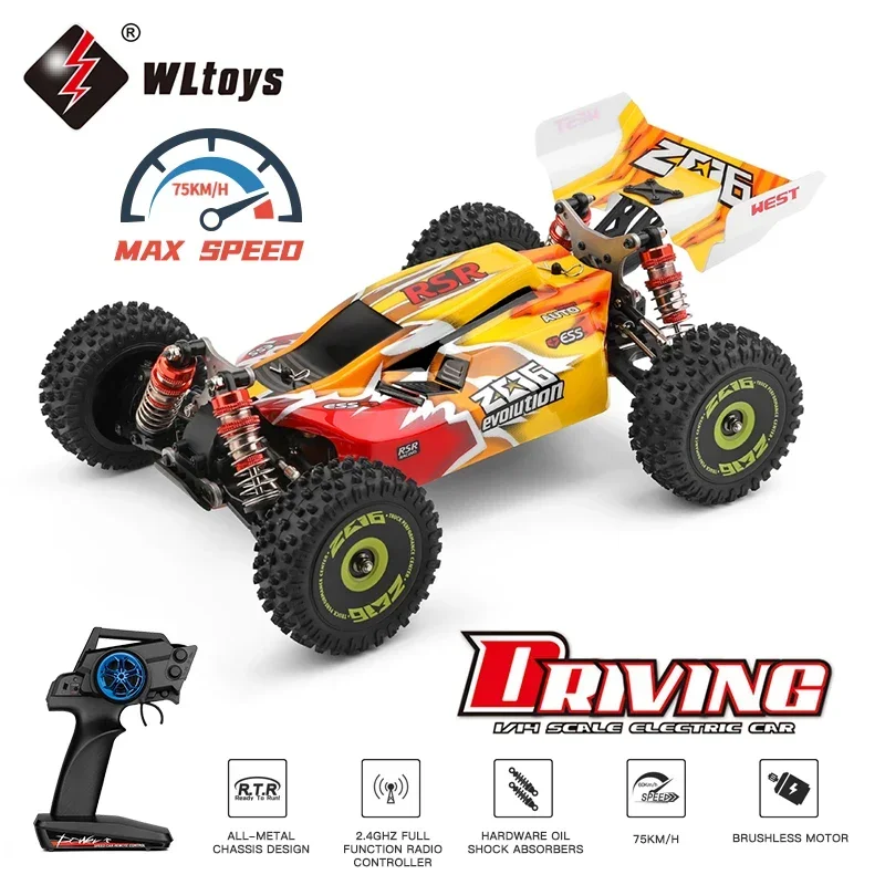 WLtoys 144010 75KM/H 2.4G RC Car Brushless 4WD Electric High Speed Off-Road Remote Control Drift Toys for Children Racing