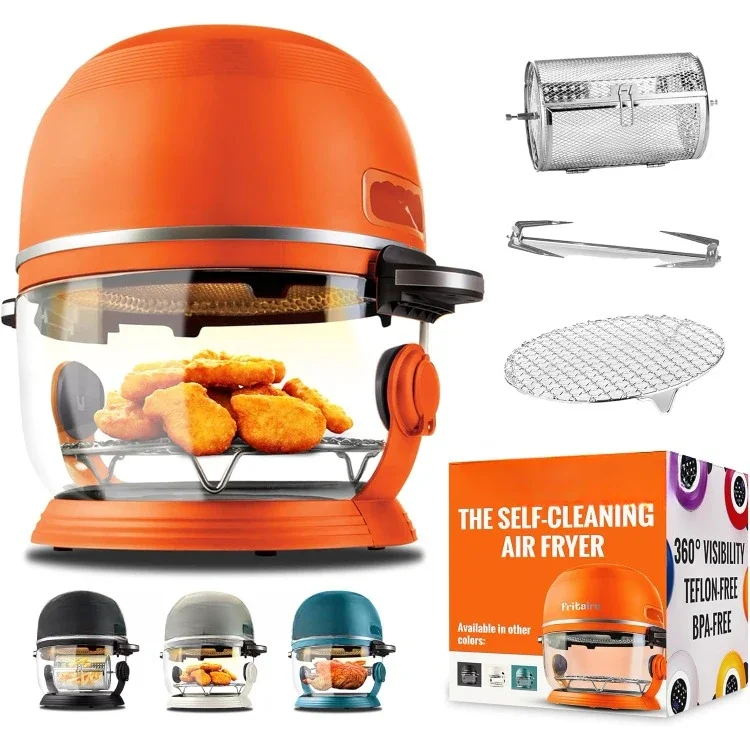 NEW.Non-Toxic Air Fryer - Glass AirFryer 5 Quart w/ 360 Visibility, Self-Cleaning, 400F Vortex Air Fryer for Even Cooking