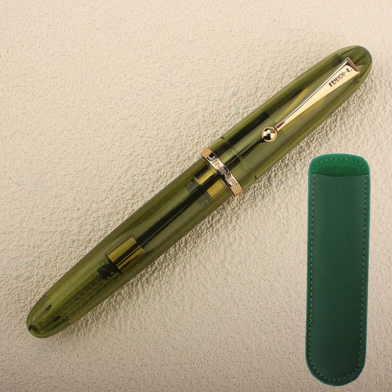 New Jinhao 9019 Fountain Pen #8 /F/Heartbeat Nib, Transparent Green Big Size Resin Office Writing Pen with Large Converter