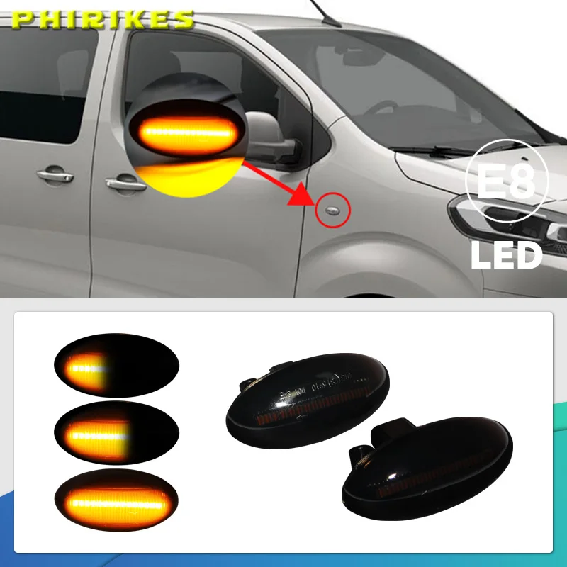 Dynamic Flashing Led Side Marker Turn Signal Light For Peugeot 307 206 607 407 1007 107 4007 Partner Expert Indicator Lamp