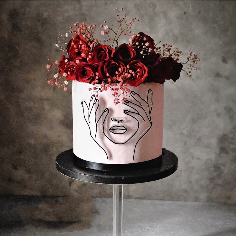 Abstrakter Happy-Birthday-Kuchenaufsatz, Roségoldenes Gesichtsporträt, Acryl-Kuchenaufsätze für Heiratsantrag, Party und Hochzeitsdessert-Dekoration – Detail 25