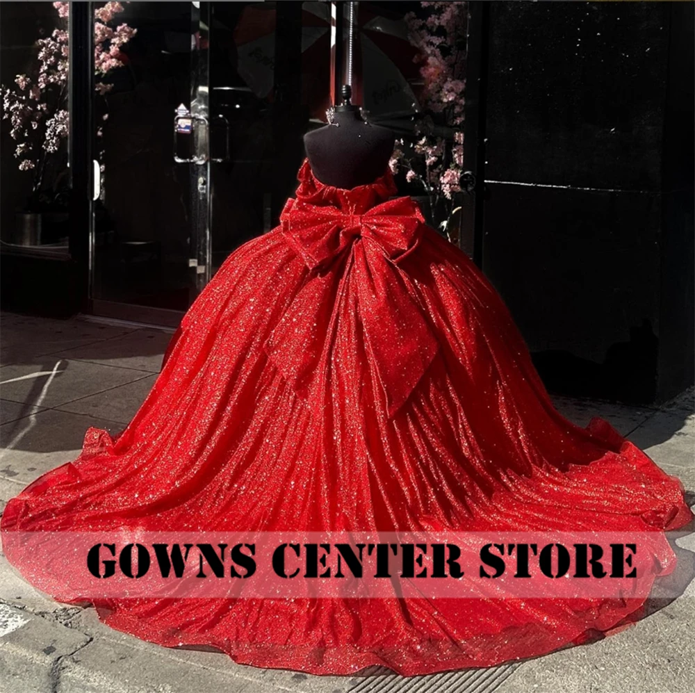 Impassioned Shinning Red Ball Gown Quinceanera Dress Off The Shoulder Mexican Sweet 16 Dress Princess Lace-up Vestido Customized