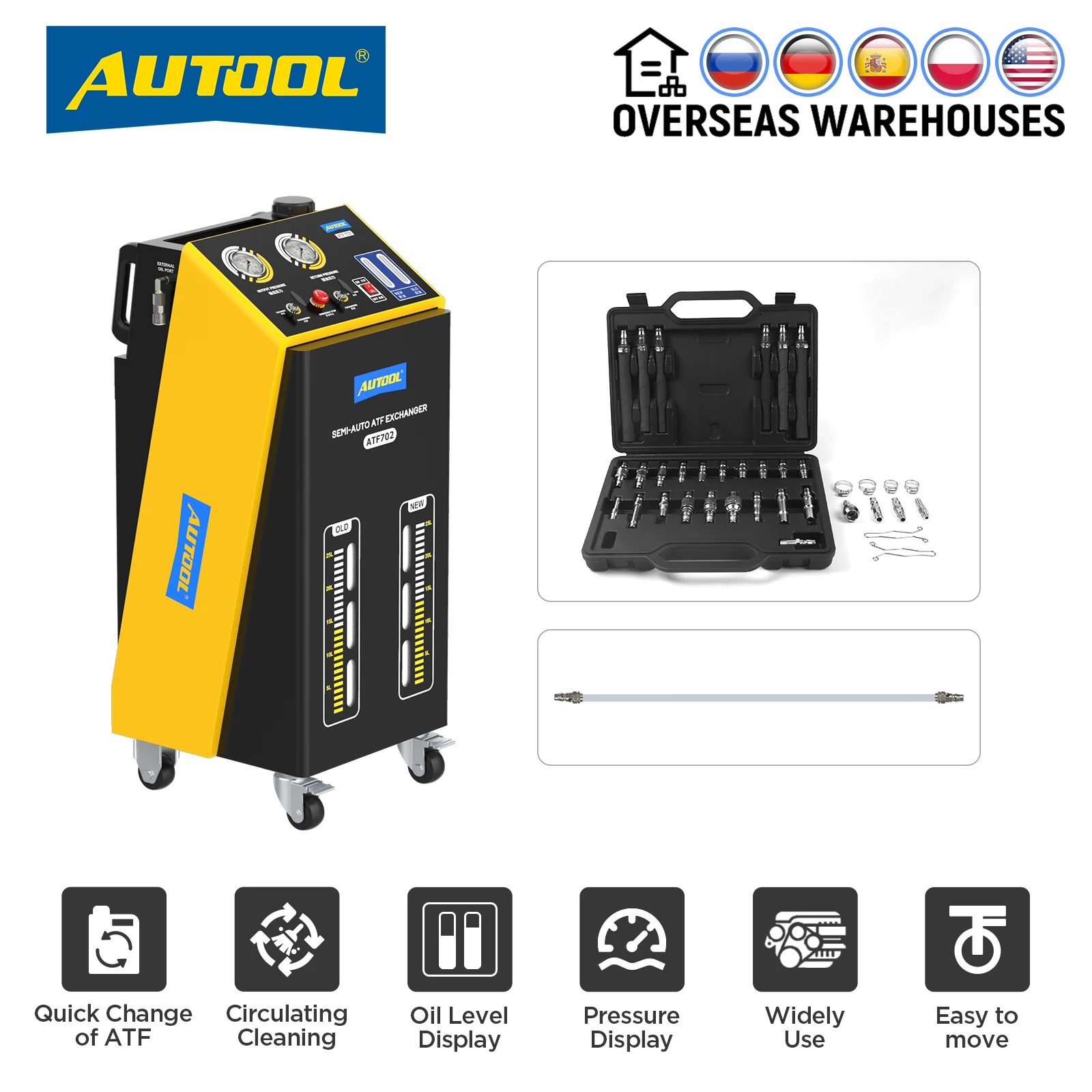 AUTOOL ATF702 ATF Exchanger Automatic Transmission Fluid Exchange Machine Transmission Oil Filling Cycle Cleaning Gasoline Diese