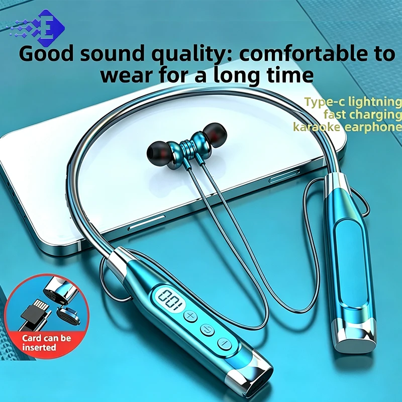 Wireless Neckband Earphone Bluetooth 5.4, Neck Mounted Headset Long Standby Noise Cancelling Collar Earphone For Smartphone