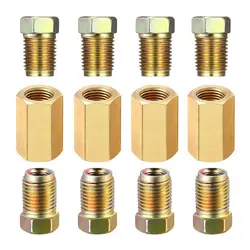 Brake Line Fittings,12Pieces Car Unions 3/16-24 Threads Assortment, For 1/4” Brake Line Tube Fittings ﻿
