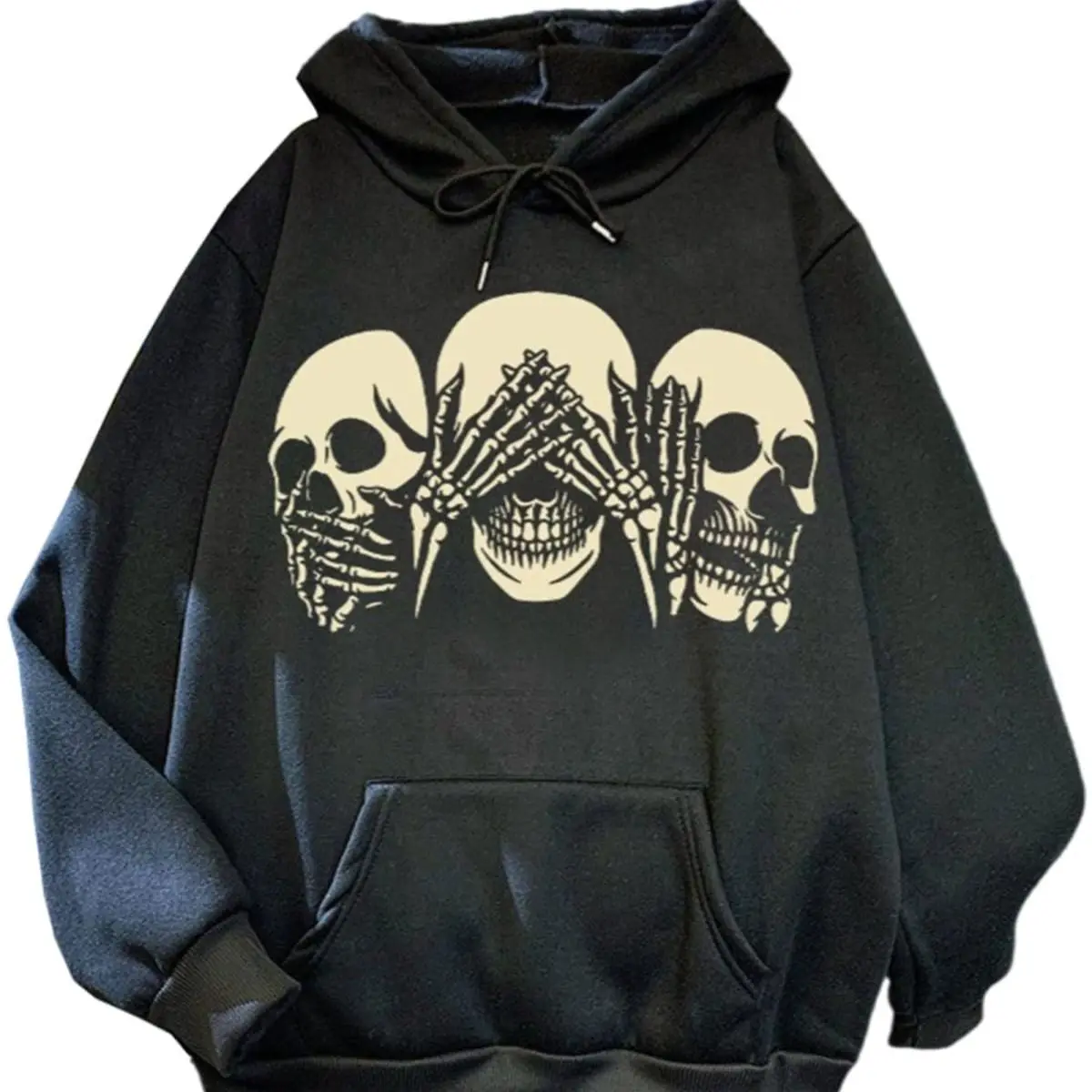 

American 2025 new printed skull trend heavy velvet autumn and winter hooded sweatshirt printed new loose sweatshirt top