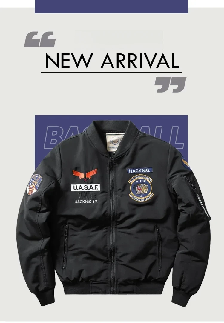 Neue Winter-Baumwoll-Fliegerjacken für Herren mit Mehreren Taschen, Modische Bomberjacken für Junge Männer, Lässige Qualitäts-Oberbekleidung – Detail 1