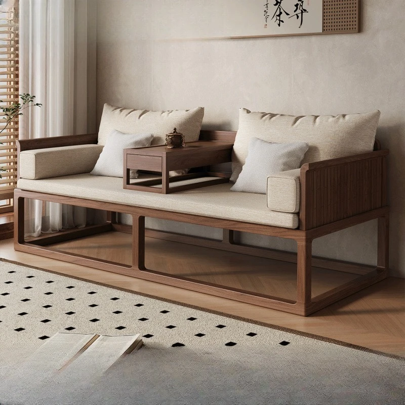 

Black walnut Arhat bed New Chinese-style all-solid wood sofa bed Small apartment living room Zen beauty