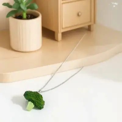 Broccoli Necklace Alloy Silicone Pendant Necklace Women Party Date Gift Trendy Vegetable Jewelry Pendant Necklaces for Women