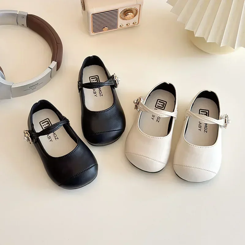 

2025 Children Leather Shoes for Girls Spring New Fashion French Style Soft Anti-slippery Versatile Chic Princess Ballet Shoes