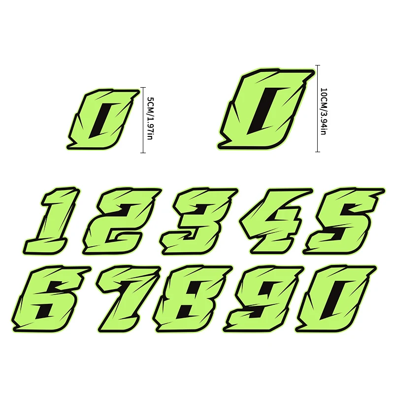 1PC 0 To 9 Arabic Number Motorcycle Glow Sticker Waterproof Motorbike Fuel Tank Fairing Helmet Scooter Glow-in-the-dark Decals