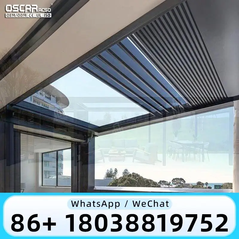 Custom Waterproof Retractable Outdoor Pergola High Quality Electric Folding System Covers Roof Bioclimatic for Patio Garden Terr