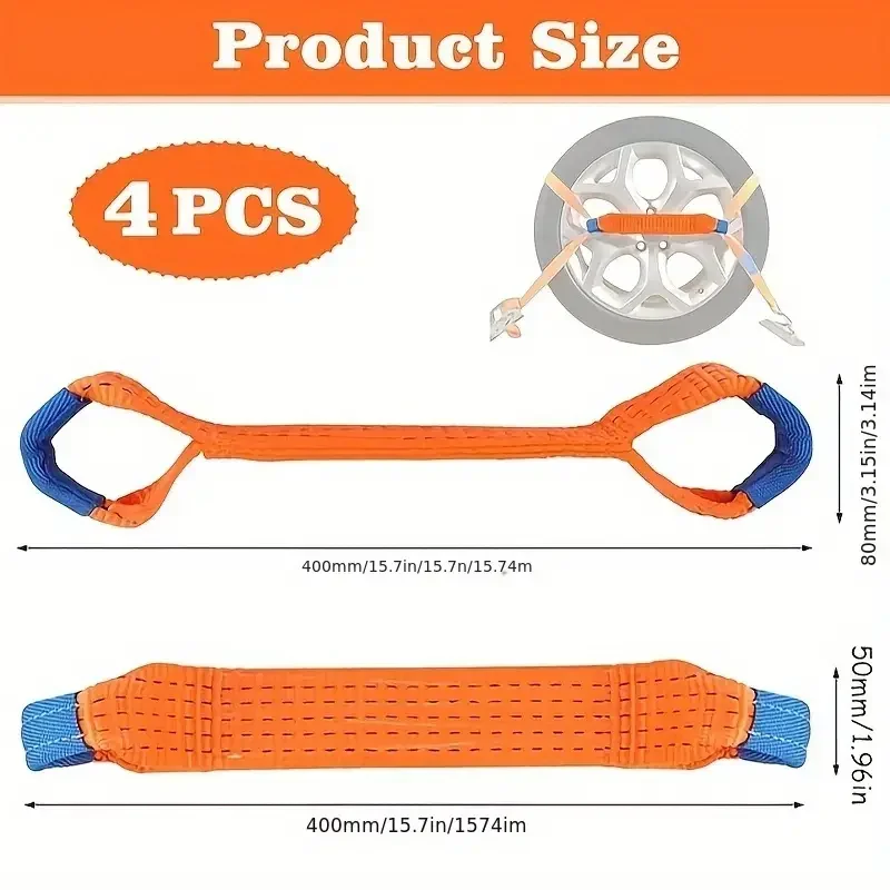 4pc 50mm Width Wear Resistant Universal Linen Spine Belt Reusable Strap Belt With Safe Car Trailer And Roof Rack Car Accessories