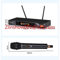 2 Channel UHF Wireless Microphone System with LED Lights Handheld Mic for Stage Concert KTV Karaoke