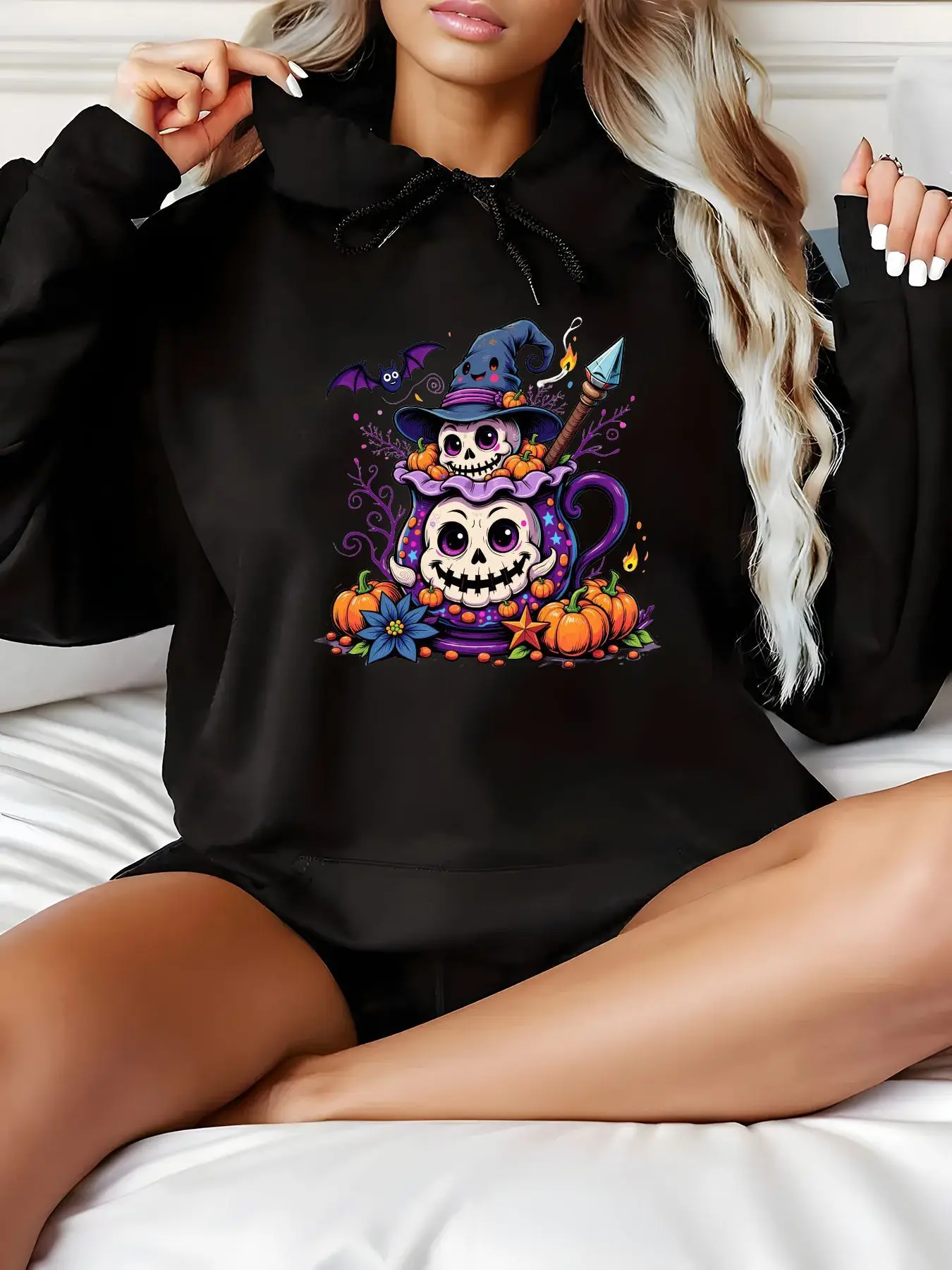 

Spooky Cute Halloween Graphic Print Autumn and Winter Pure Cotton Men's and Women's Hoodies Casual Outdoor Street Sports