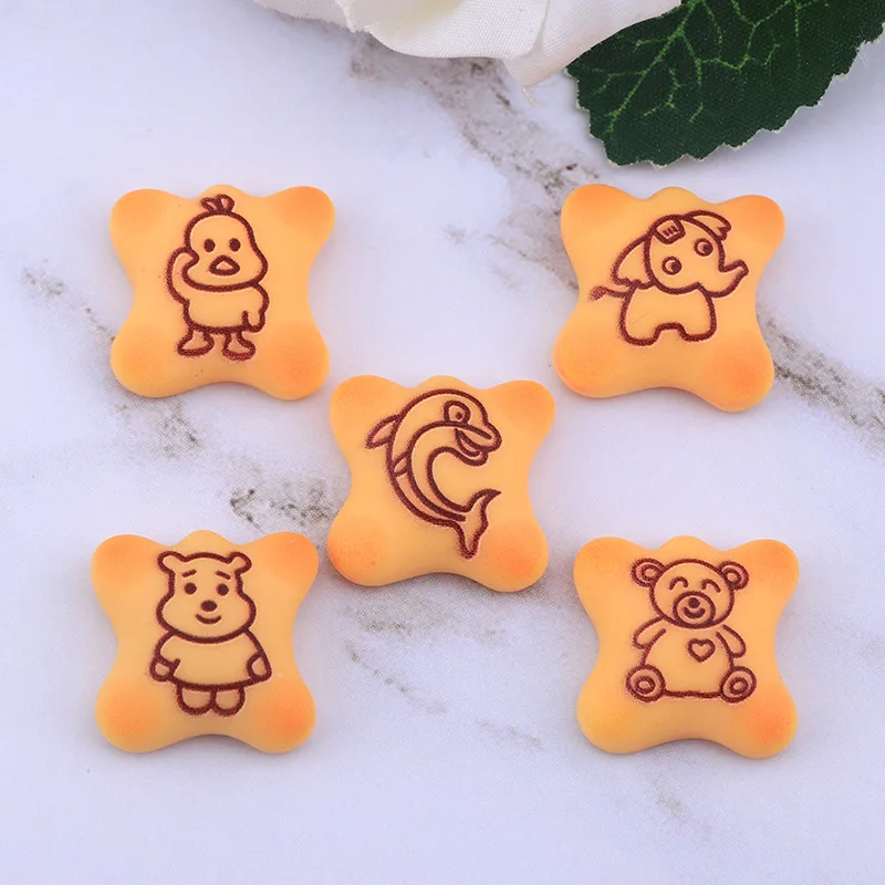 

20pcs Resin Flat Back Cabochon Cartoon Biscuits Kawaii Simulated Food Art Supply Decoration Charm Craft DIY Accessories Cookies