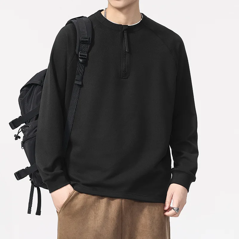 American-style Vintage Henley Collar Long-sleeved T-shirt for Men 2026 New Style Autumn Loose Casual Inner Wear Base T-shirts
