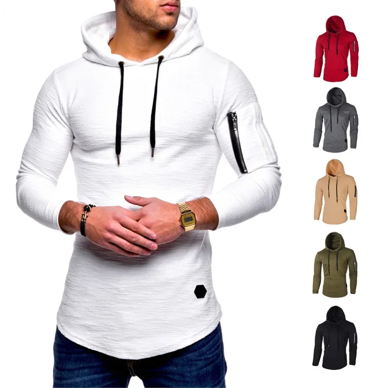 Nieuwe Mode Heren Herfst Winter Lange Mouw Hoodie Sweatshirt Gymjack Met Capuchon En Rits Trui Trui Jas Outwear Black Whitesi