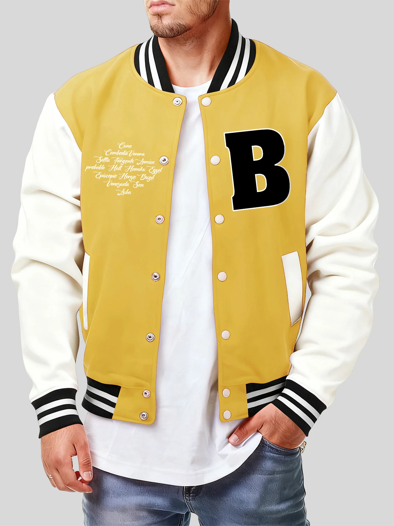 

Куртки с буквой B в различных местах и принтом, мужская куртка для творчества, модная одежда, осенний многоцветный бейсбольный трикотаж, повседневное свободное пальто