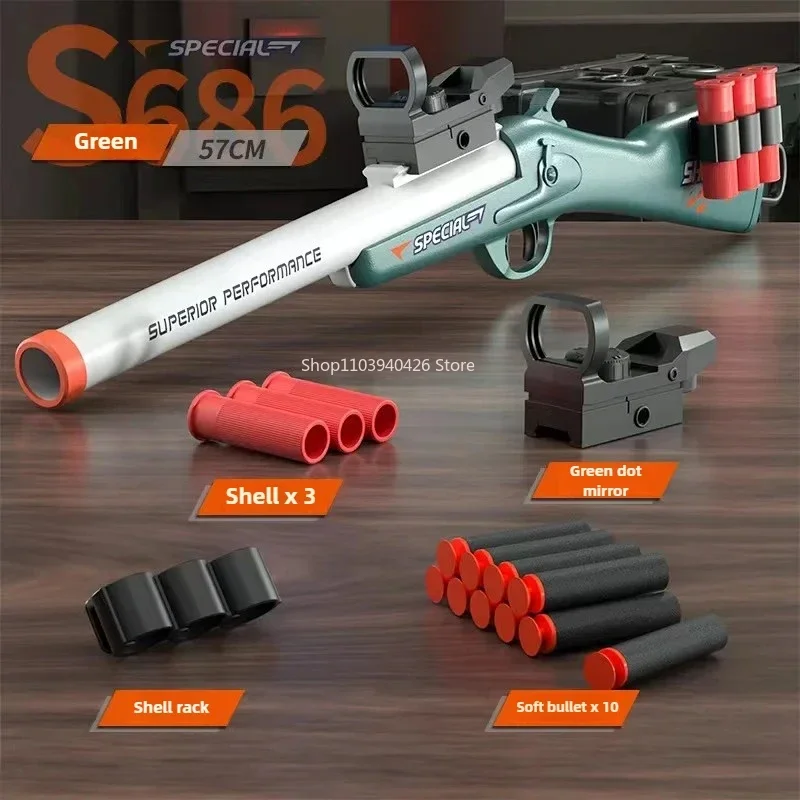 S686 Throwing Shell Shotgun Toy Gun Soft Bullet Airsoft Launcher Outdoor Sports CS Game Pistola Shooter Fun Toy for Boys Gift view 2