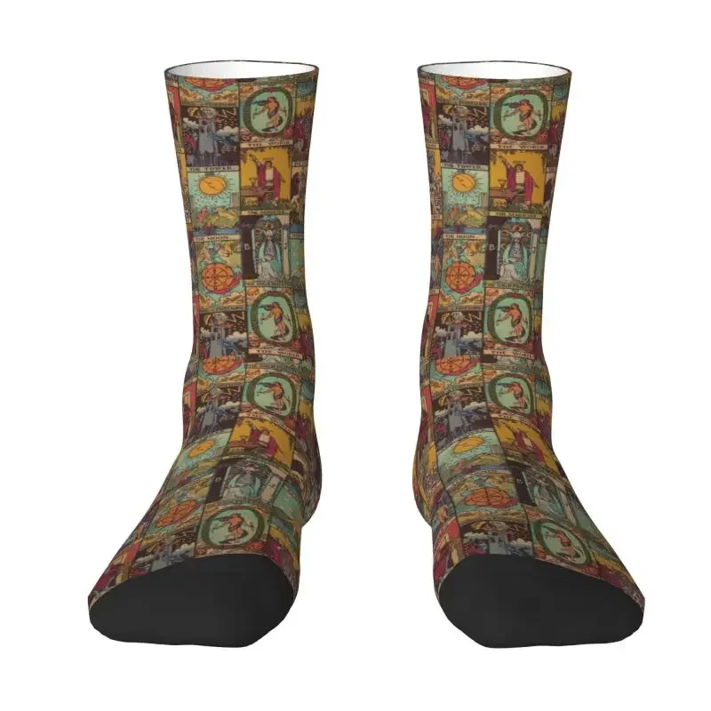 Y2K The Major Arcana Of Tarot Vintage Patchwork Women Men Warm 3D Printing Occult Witch Spiritual Sports Basketball Socks