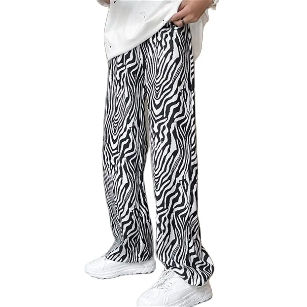 Casual Pants Men Printed Zebra-Pattern Loose Wide-Leg Hot Sale S-4xl Fashion Streetwear All-Match Summer Male Trousers Hip Hop