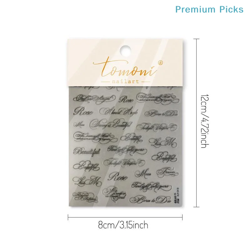 portableFashion Forward Self Adhesive Nail Stickers with English Elements Designed for Women