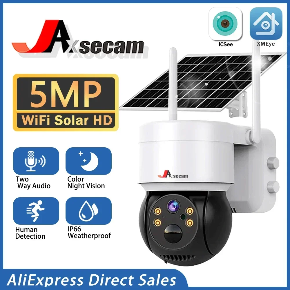 

5MP Wireless Outdoor Video 2K WiFi Solar Camera Surveillance Home Security Protection Battery Long Standby Mini ICsee AI Human