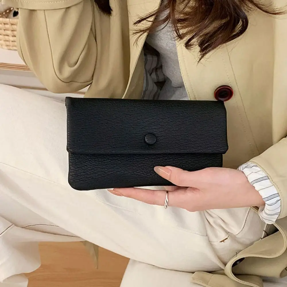 

Simple PU Leather Envelope Wallets Korean Style Zipper Women Long Clutch Bag Multifunctional Coin Purse Change Bag Female