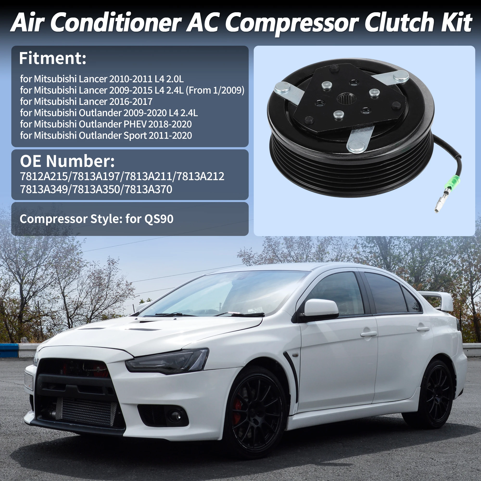 UXCELL Air Conditioner AC Compressor Clutch Kit for Mitsubishi Lancer Outlander QS90