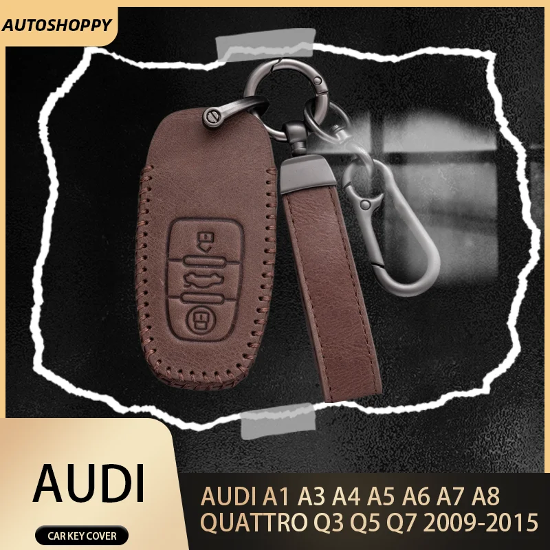 

New Leather Car Remote Smart Key Cover Case Shell for Audi A1 A3 A4 A5 A6 A7 A8 Quattro Q3 Q5 Q7 2009-2015 Accessories